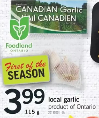 Fortinos Local garlic offer