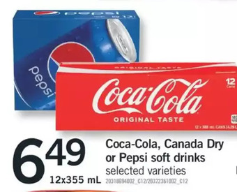 Fortinos Coca-cola, canada dry or pepsi soft drinks offer