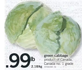 Fortinos Green cabbage offer