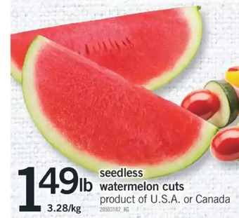 Fortinos Seedless watermelon cuts offer