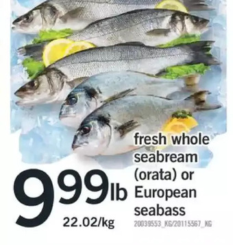 Fortinos Fresh whole seabream (orata) or european seabass offer