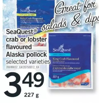 Fortinos Seaquest crab or lobster flavoured alaska pollock offer