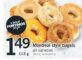 Fortinos Montreal style bagels offer
