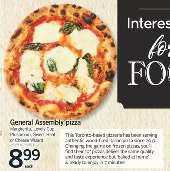 Fortinos General assembly pizza offer