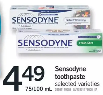 Fortinos Sensodyne toothpaste offer
