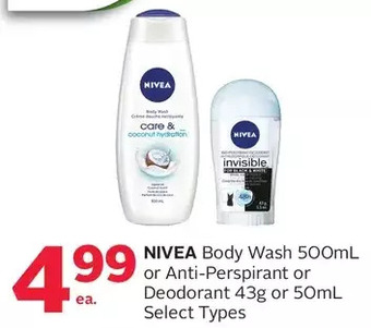 Rexall Nivea body wash or anti-perspirant or deodorant offer