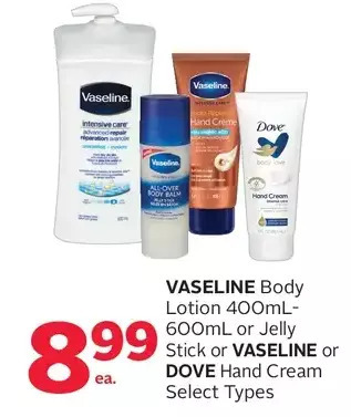 Rexall Vaseline body lotion or jelly stick or vaseline or dove hand cream offer