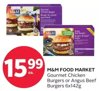 Rexall M&m food market gourmet chicken burgers or angus beef burgers offer