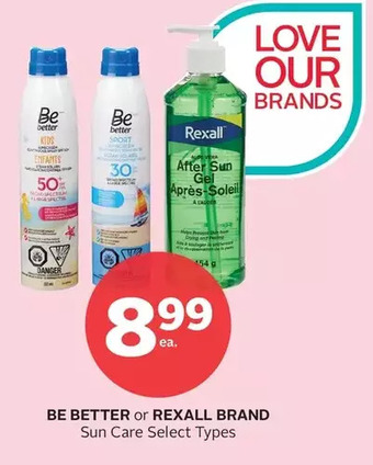 Rexall Be better or rexall brand sun care offer