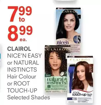 Guardian Pharmacy Clairol nice'n easy or natural instincts hair colour or root touch-up offer
