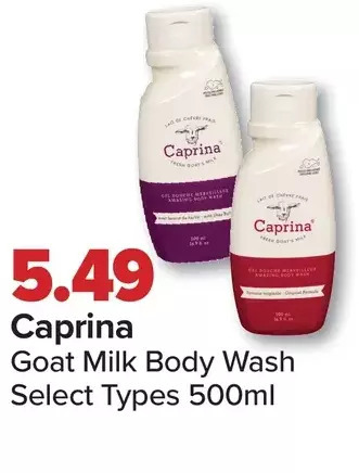 PharmaChoice Caprina goat milk body wash offer