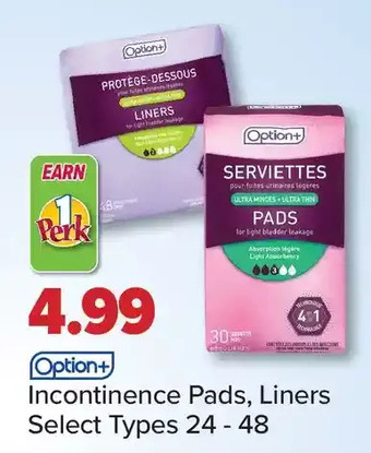 PharmaChoice Option+ incontinence pads, liners offer