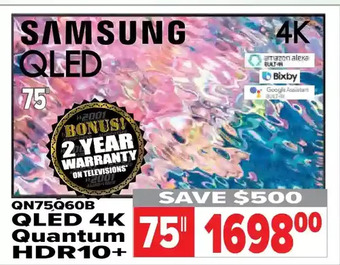 2001 Audio Video Samsung qled 4k quantum hdr10+ 75" tv offer