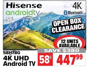 2001 Audio Video Hisense 4k uhd android tv 58" offer