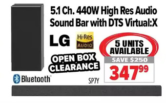 2001 Audio Video Lg 5.1 ch. 440w high res audio sound bar with dts virtual:x offer