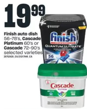Independent Grocer Finish auto dish, cascade platinum or cascade offer