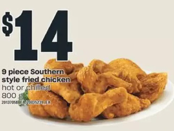 Independent Grocer 9 piece southern style fried chicken offer