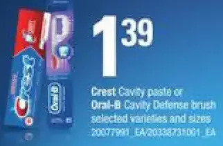 Independent Grocer Crest cavity paste or oral-b cavity defense brush offer