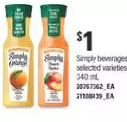 Independent Grocer Simply beverages offer