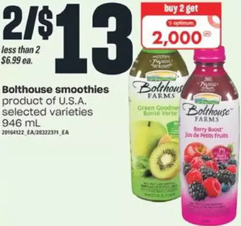 Independent Grocer Bolthouse smoothies offer