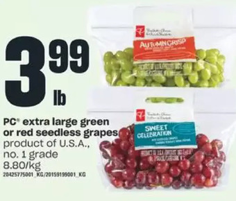 Independent Grocer Pc extra large green or red seedless grapes offer