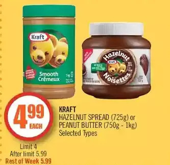 Shoppers Drug Mart Kraft hazelnut spread or peanut butter offer