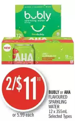 Shoppers Drug Mart Bubly or aha flavoured sparkling water offer