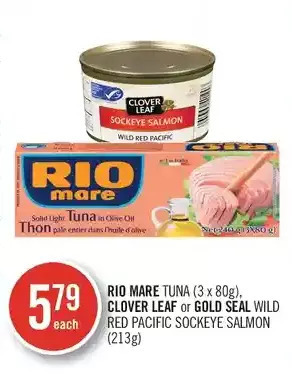 Shoppers Drug Mart Rio mare tuna, clover leaf or gold seal wild red pacific sockeye salmon offer