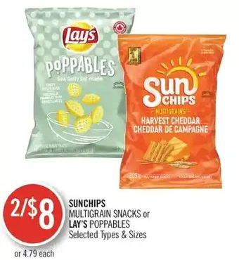 Shoppers Drug Mart Sunchips multigrain snacks or lay's poppables offer