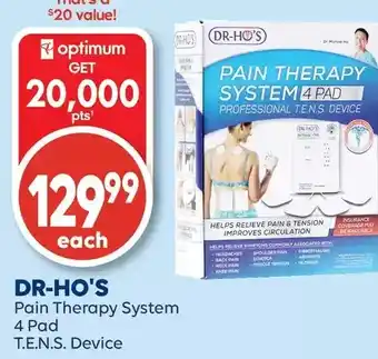 Shoppers Drug Mart Dr-ho's pain therapy system 4 pad t.e.n.s. device offer