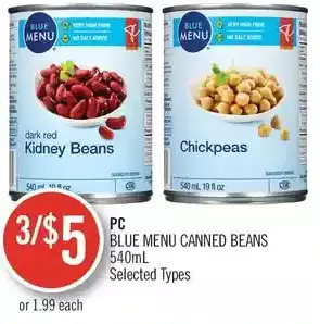 Shoppers Drug Mart Pc blue menu canned beans offer