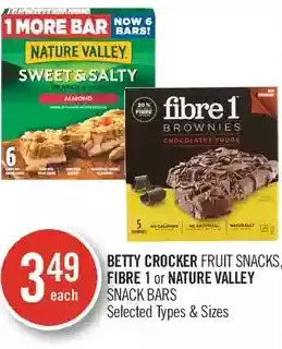 Shoppers Drug Mart Betty crocker fruit snacks, fibre 1 or nature valley snack bars offer