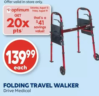 Shoppers Drug Mart Folding travel walker drive medical offer