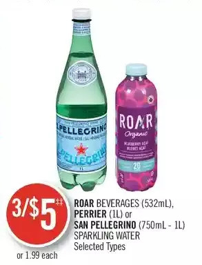 Shoppers Drug Mart Roar beverages, perrier or san pellegrino sparkling water offer