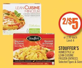 Shoppers Drug Mart Stouffer's homestyle or lean cuisine frozen entrees offer