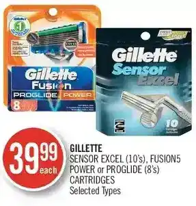 Shoppers Drug Mart Gillette sensor excel, fushion5 power or proglide cartridges offer