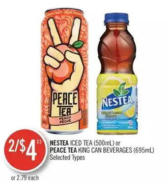 Shoppers Drug Mart Nestea iced tea or peace tea king can beverages offer