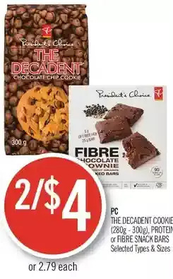 Shoppers Drug Mart Pc the decadent cookie, protein or fibre snack bars offer