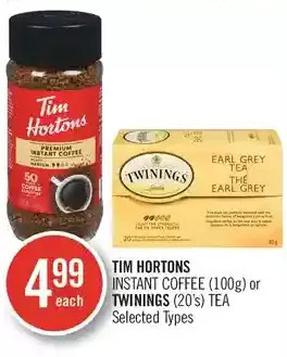 Shoppers Drug Mart Tim hortons instant coffee or twinings tea offer