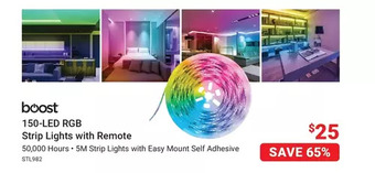 Visions Electronics Boost 150-led rgb strip lights with remote offer