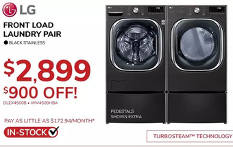 Goemans Appliances Lg front load laundry pair offer