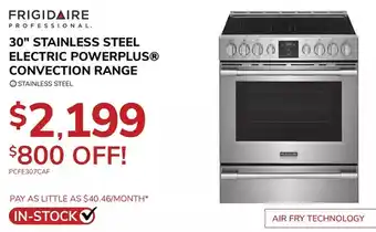 Goemans Appliances Frigidaire professional 30" stainless steel electric powerplus convection range offer