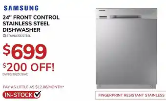 Goemans Appliances Samsung 24" front control stainless steel dishwasher offer