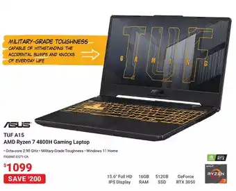 Visions Electronics Asus 15.6" tuf a15 amd ryzen 7 4800h gaming laptop offer