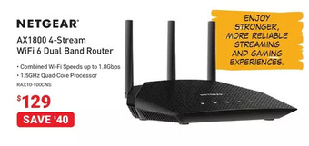 Visions Electronics Netgear ax1800 4-stream wifi 6 dual band router offer