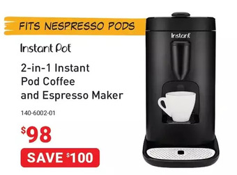 Visions Electronics Instant pot 2-in-1 instant pod coffee and espresso maker offer