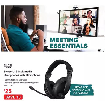 Visions Electronics Adesso stereo usb multimedia headphones with microphone offer