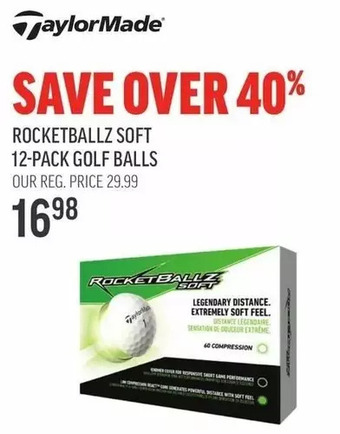 Sport Chek Taylormade rocketballz soft 12-pack golf balls offer