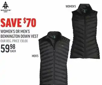 Sport Chek Woods woemn's or men's bennington down vest offer