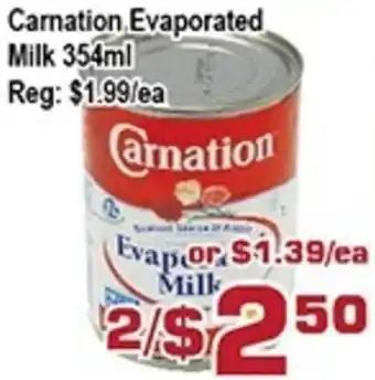 Top Food Supermarket Carnation Evaporated Milk 354ml offer